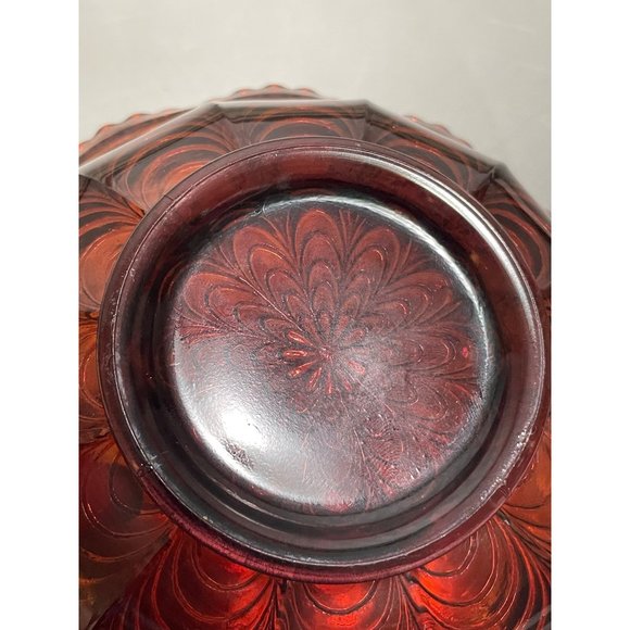 Vintage Fenton Carnival Glass Bowl Ruffled Scallop Edge Peacock Design - Picture 7 of 8